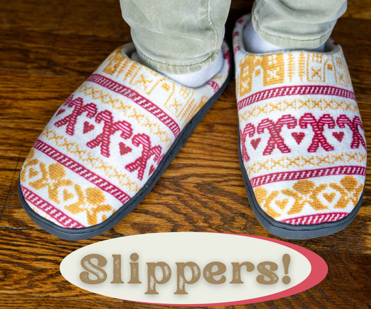 Cozy Women's Indoor Slippers, Stylish Slippers for Home, Gift for Her, Winter Fashion, Holiday Comfort, Gingerbread & Candy Canes