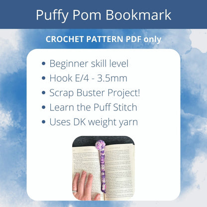 Puffy Pom Bookmark | Crochet Bookmark Pattern