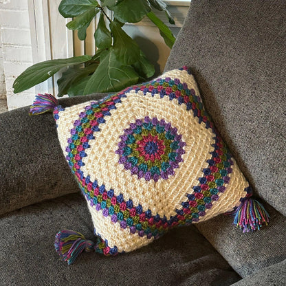 Rainboho Pillow | Rainbow Boho Granny Square Crochet Pattern