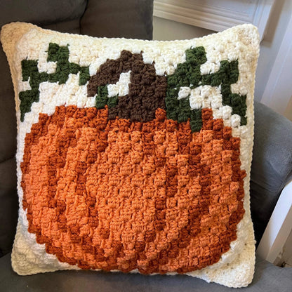 Pumpkin Pillow | C2C Crochet Pillow Pattern
