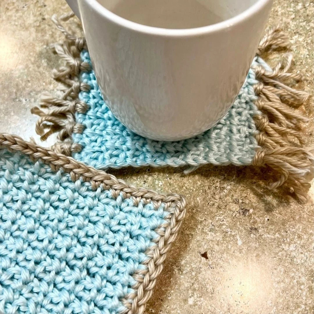 PDF Mesh Crochet Coaster PATTERN and Crochet Mug Rug or Plant Rug Pattern. Quick n Easy Crochet Home Decor pattern: Scrap Yarn Stash Buster