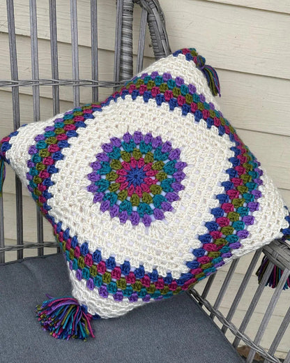 Rainboho Pillow | Rainbow Boho Granny Square Crochet Pattern