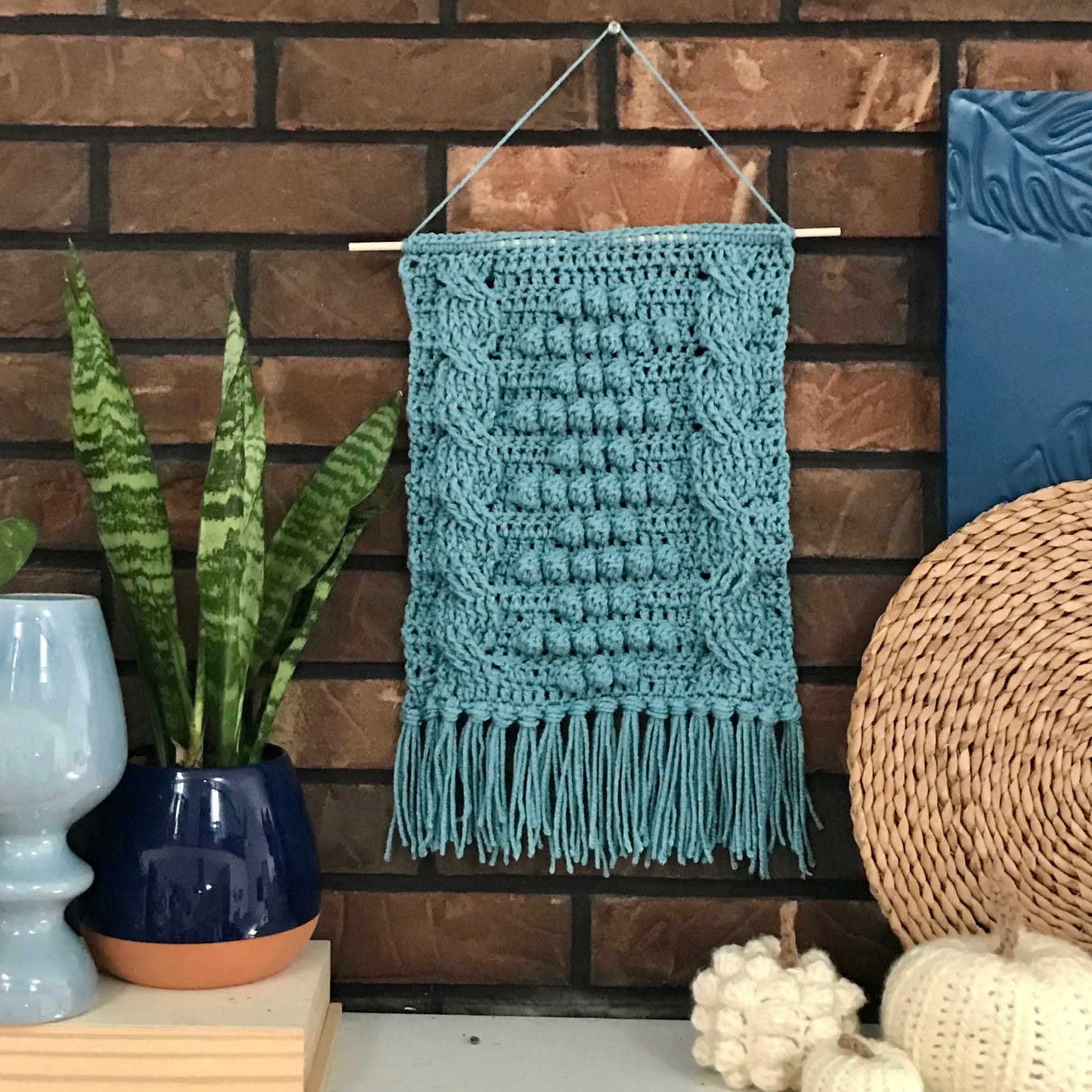 PDF Crochet Wall Hanging Pattern. Crochet Pattern: Georgia Tapestry Wall Hanging is textured with bobbles and cables