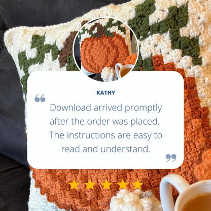 Pumpkin Pillow | C2C Crochet Pillow Pattern