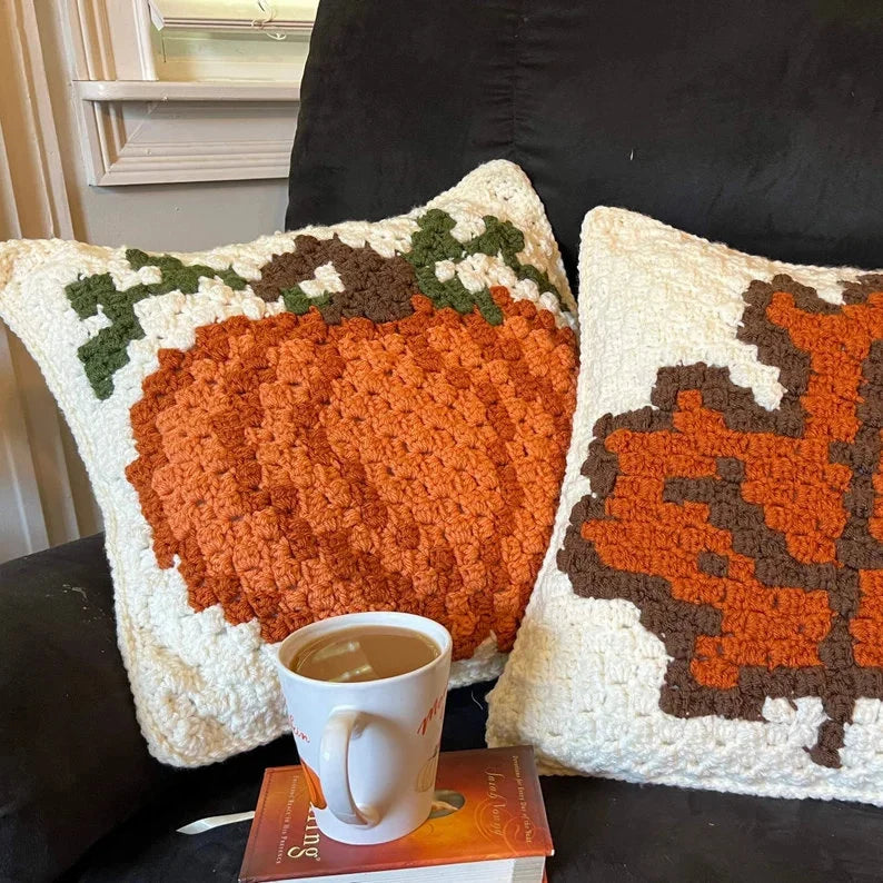 PDF Autumn Leaf Pillow C2C Crochet PATTERN. Corner to Corner Fall Maple Leaf Crochet Pattern.