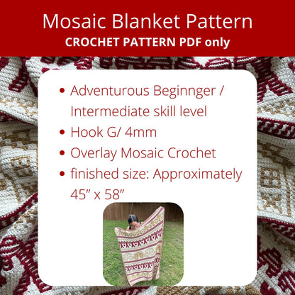 Mosaic Gingerbread Blanket | Overlay Mosaic Crochet Pattern with Reversible Mosaic Pattern