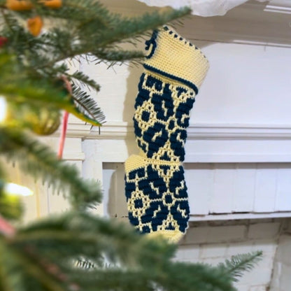 Nordic Star Stocking | Mosaic Crochet Christmas Stocking Pattern