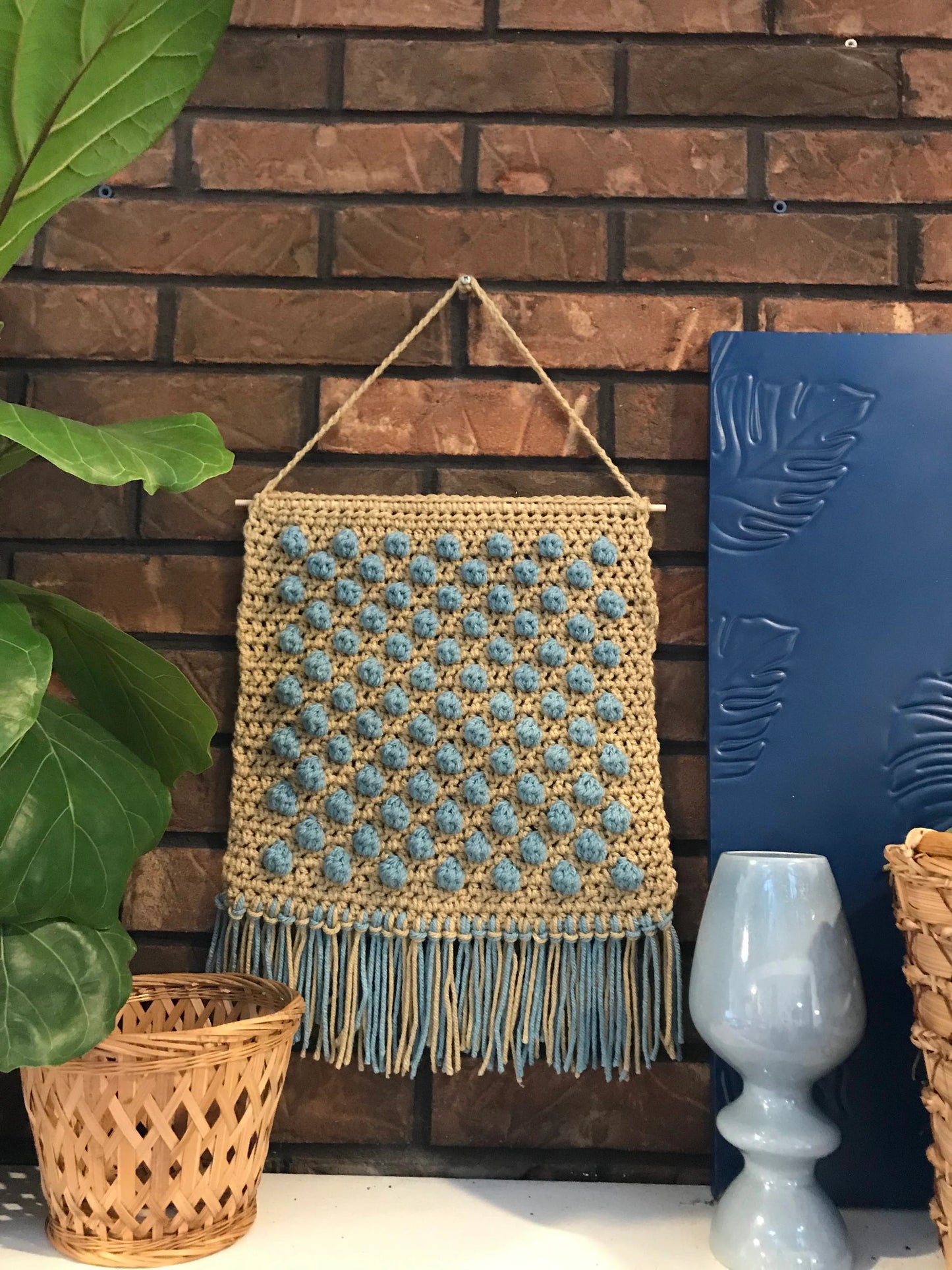 PDF Springtime Bobbles Wall Hanging Crochet PATTERN. Digital Download for Tapestry crochet using bobble stitch