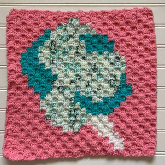 Cotton Candy C2C Crochet Square | Corner-to-Corner Blanket Square