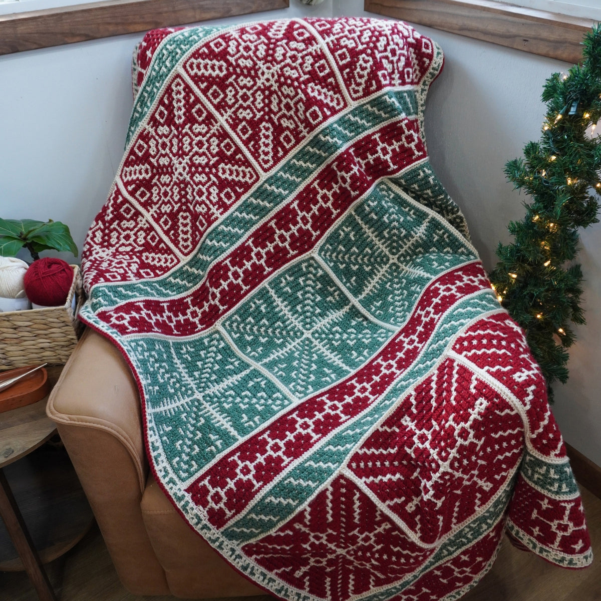 Frosted Windowpane Blanket - Overlay Mosaic Crochet Snowflake Blanket Pattern - PDF