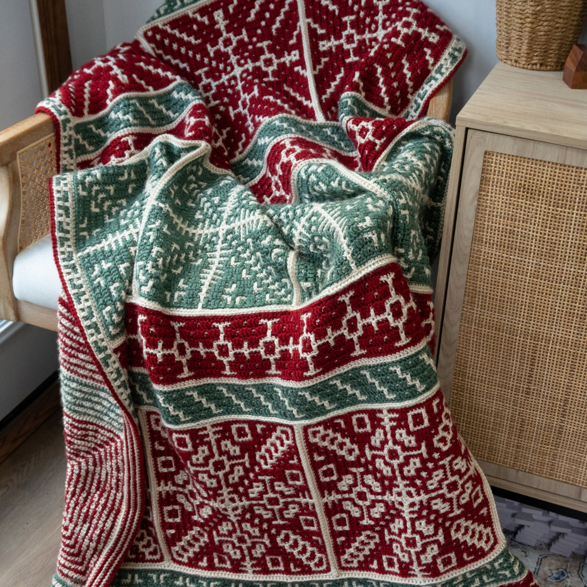 Frosted Windowpane Blanket - Overlay Mosaic Crochet Snowflake Blanket Pattern - PDF