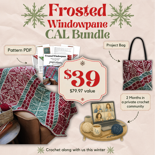 Frosted Windowpane CAL Bundle | Pattern + Diagonal Project Bag + 2 Months in the Crochet Collective
