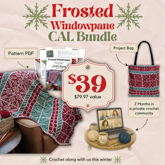 Frosted Windowpane CAL Bundle | Pattern + Project Bag + 2 Months in the Crochet Collective