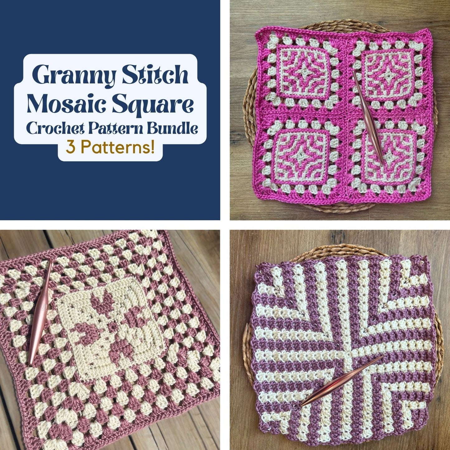 Granny Stitch Mosaic Square 3 Pattern Bundle