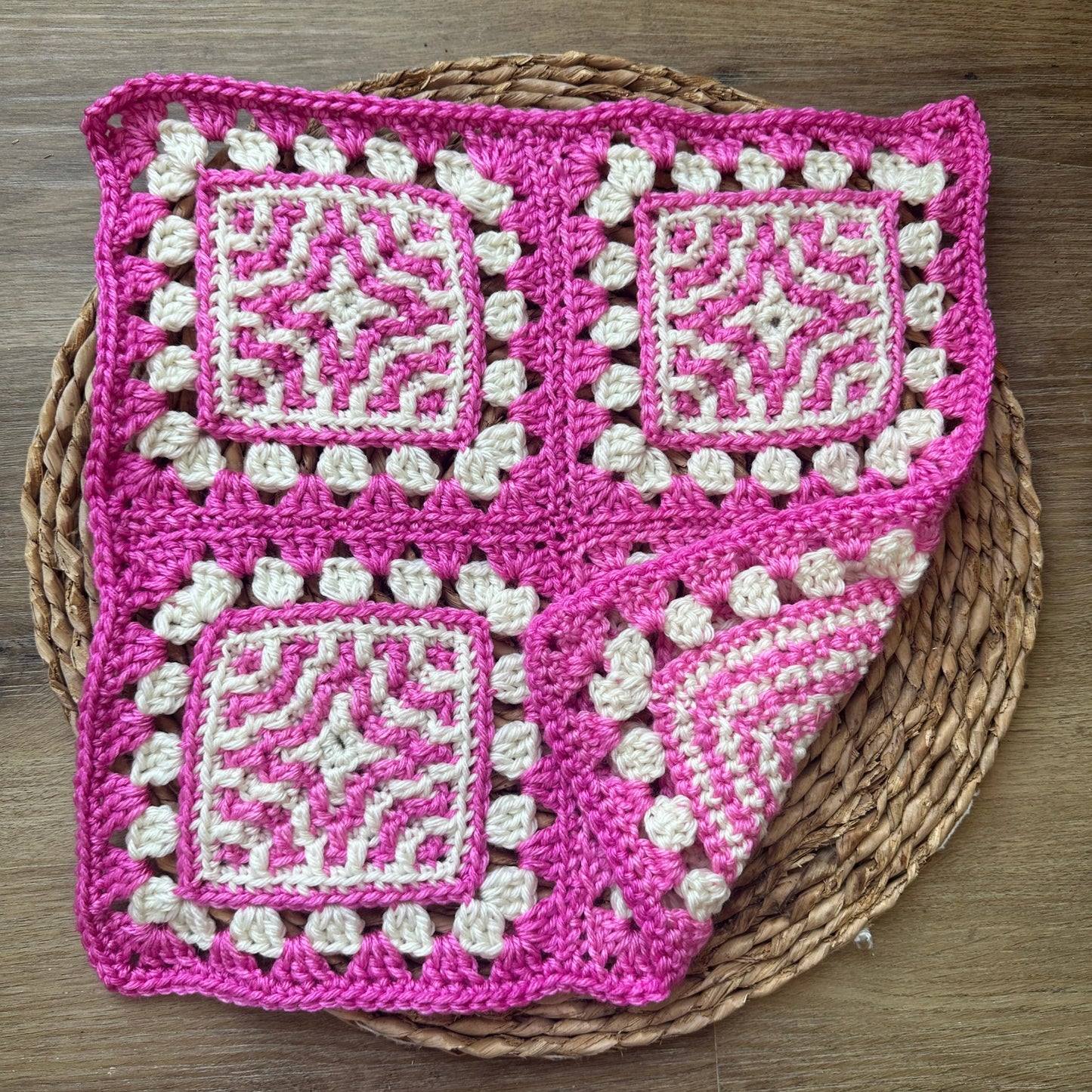 Mosaic 4-Patch Granny Square - Mosaic Crochet + Granny Stitch Blanket Square Pattern (PDF)