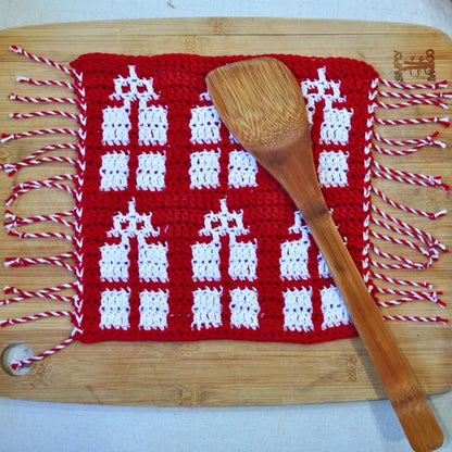 Mosaic Presents Dishcloth | Overlay Mosaic Crochet Washcloth Pattern + Chart - PDF Pattern