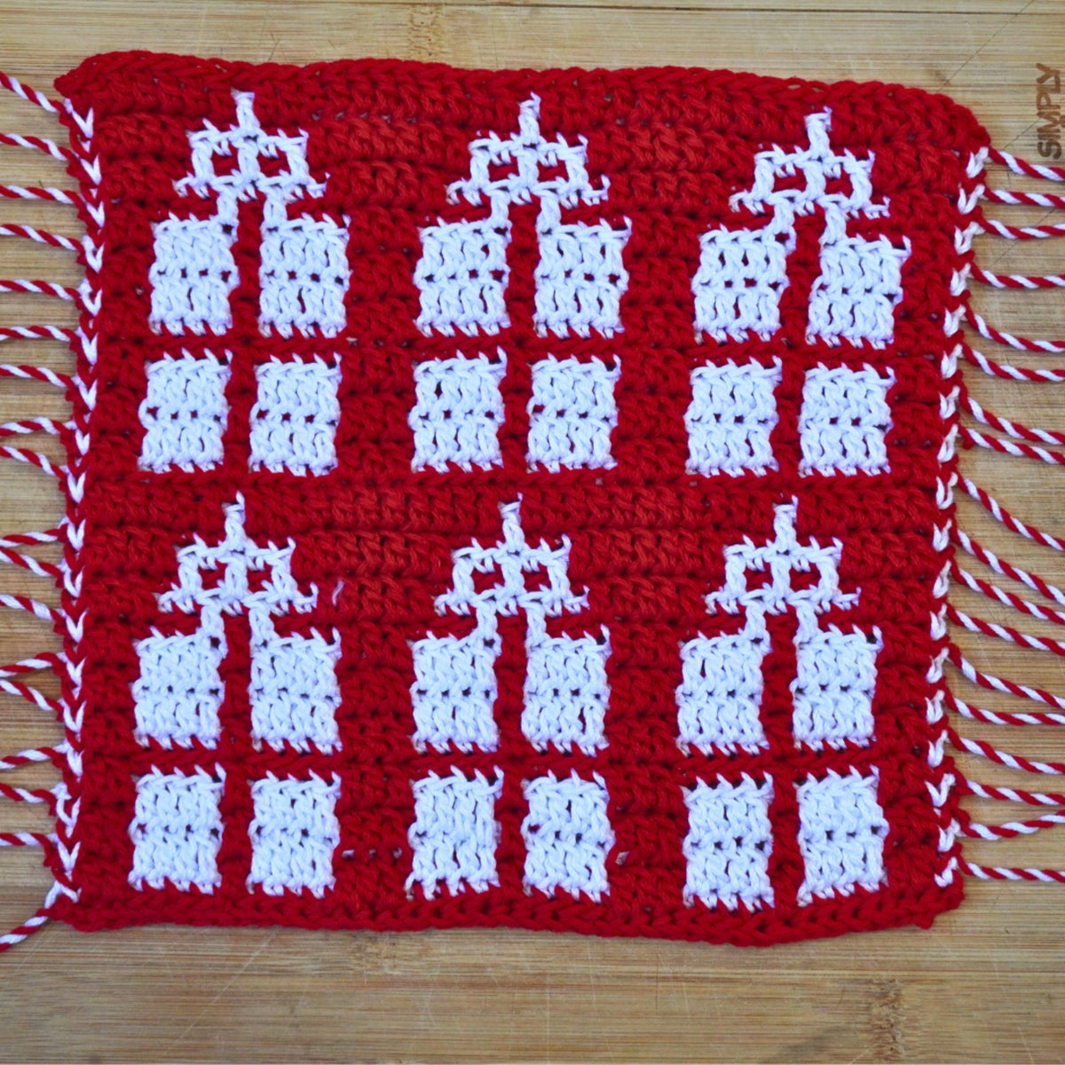 Mosaic Presents Dishcloth | Overlay Mosaic Crochet Washcloth Pattern + Chart - PDF Pattern