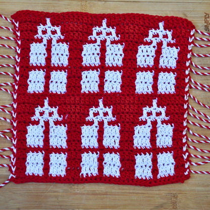 Mosaic Presents Dishcloth | Overlay Mosaic Crochet Washcloth Pattern + Chart - PDF Pattern