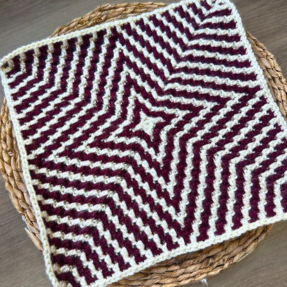 Mosaic Starburst Square - Mosaic Crochet Blanket Square Pattern (PDF)