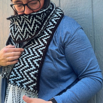 Mosaic ZigZag Scarf | Easy Mosaic Crochet Scarf Pattern with Chart (PDF Pattern)