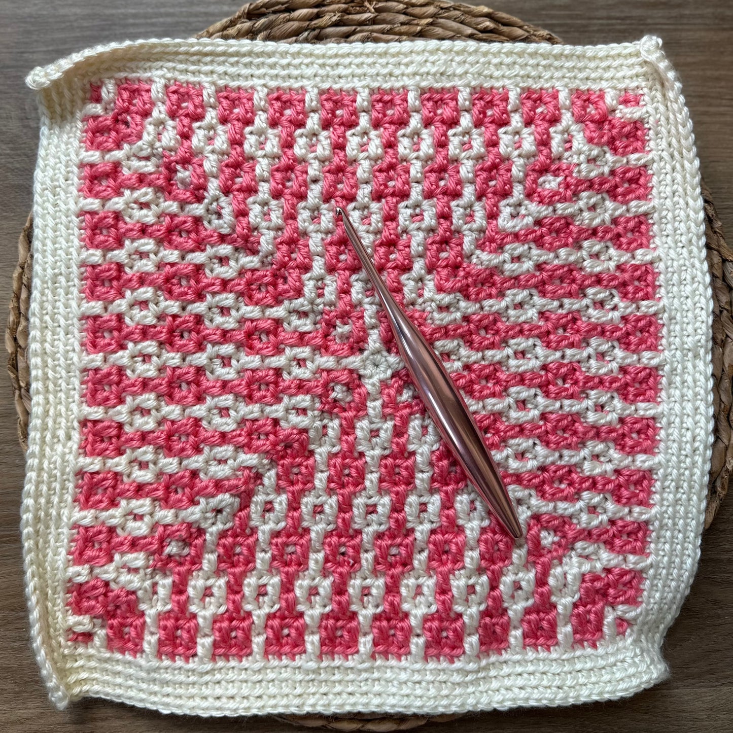 Patterned Pillars - Mosaic Crochet Blanket Square Pattern (PDF)