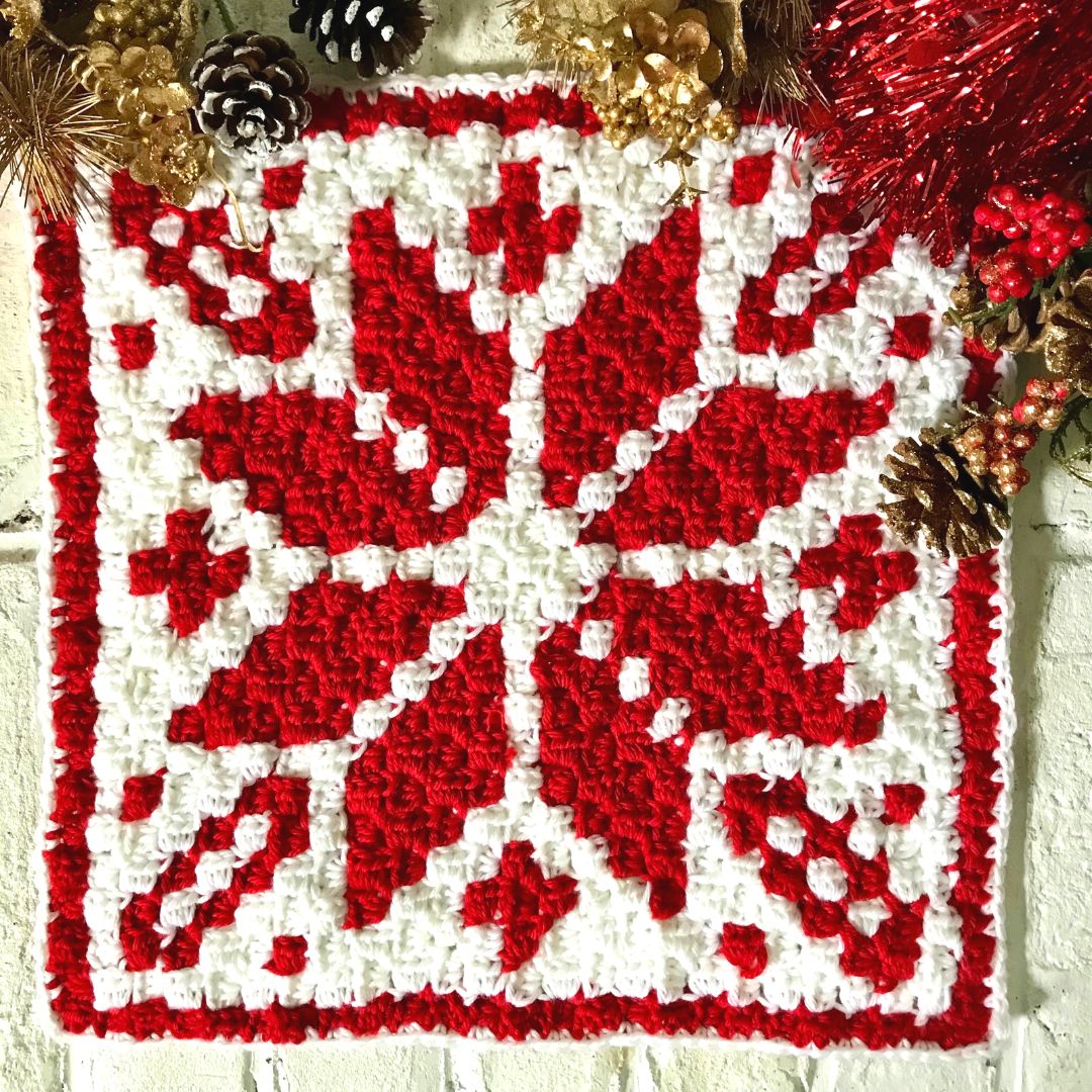 Nordic Star C2C Crochet Square | Corner-to-Corner Crochet Pattern with Chart & Color Blocks