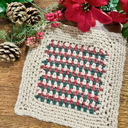 Striped Moss Blanket Square | Easy Moss Stitch Afghan Block Pattern