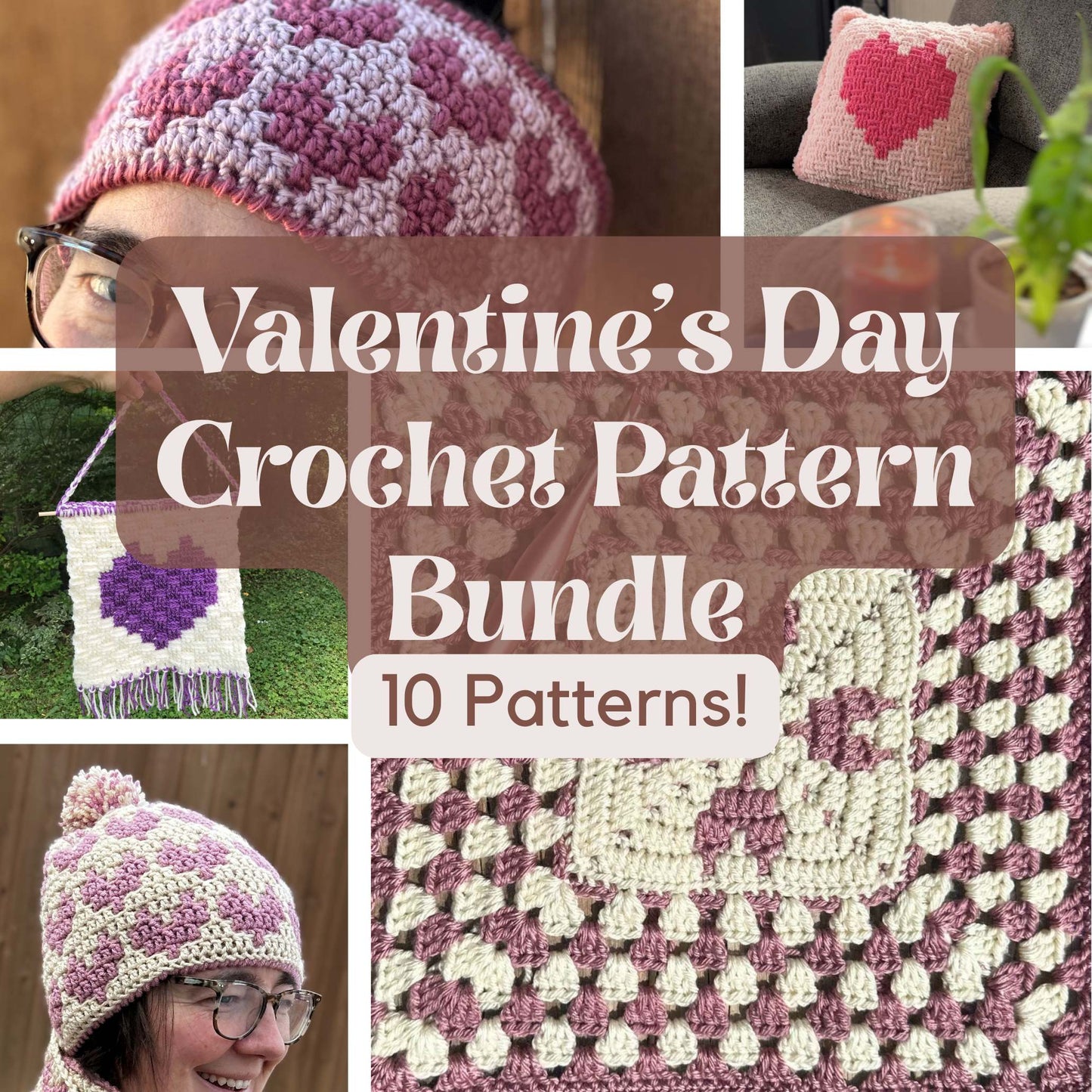 Valentine’s Day Crochet Pattern Bundle – 10 Heart-Themed Designs