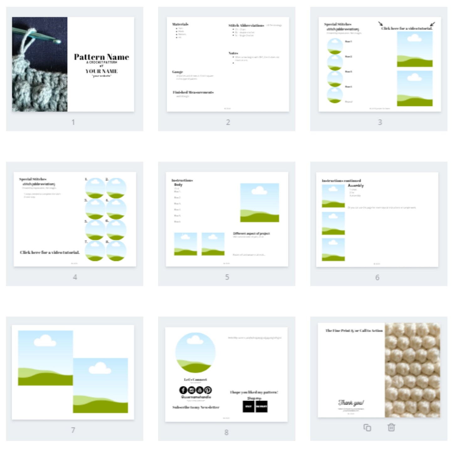 Knit / Crochet Pattern Template for Canva