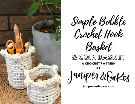 Crochet Pattern: Simple Bobble Crochet Basket - Coin / Catch-all Basket & Crochet Hook Basket