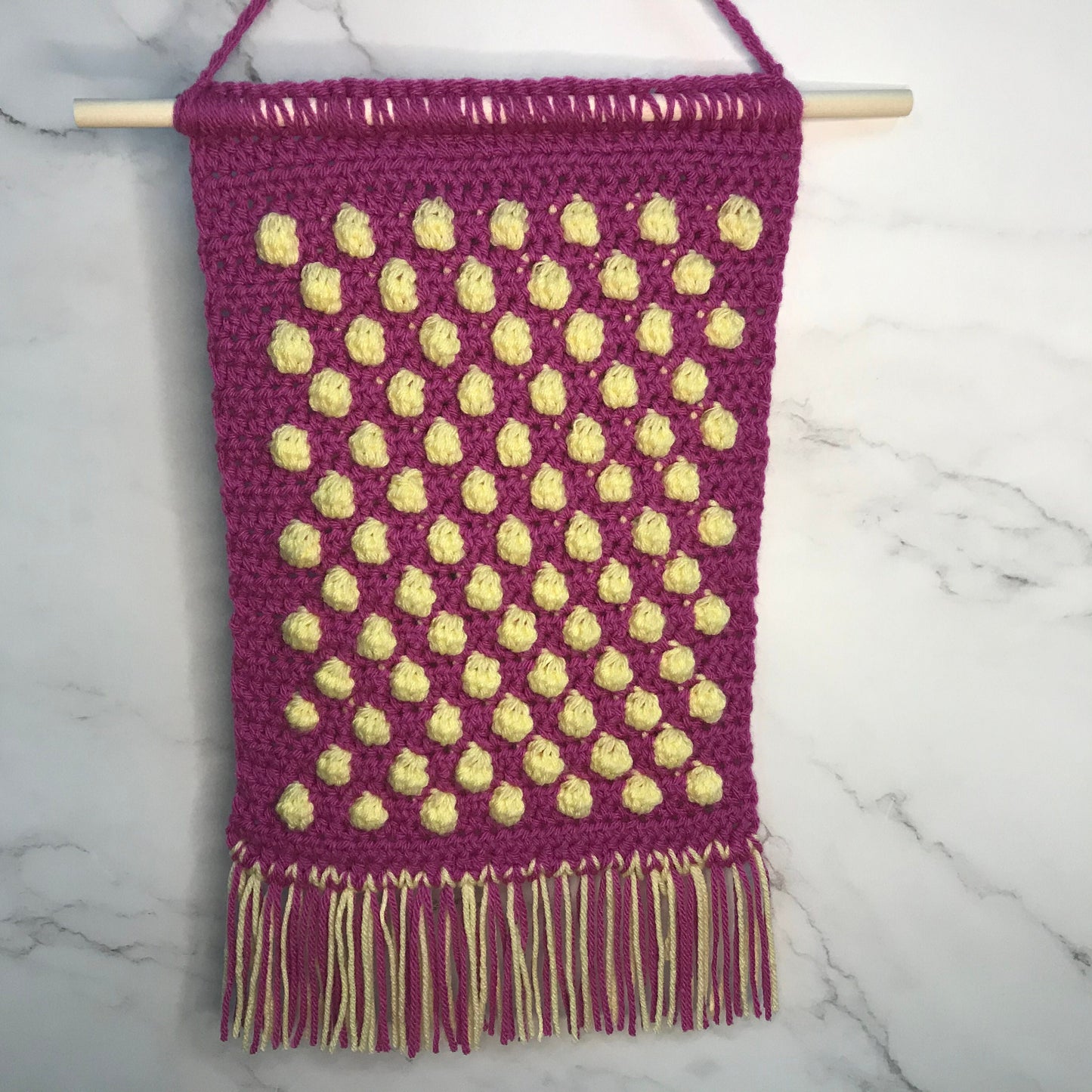 PDF Springtime Bobbles Wall Hanging Crochet PATTERN. Digital Download for Tapestry crochet using bobble stitch