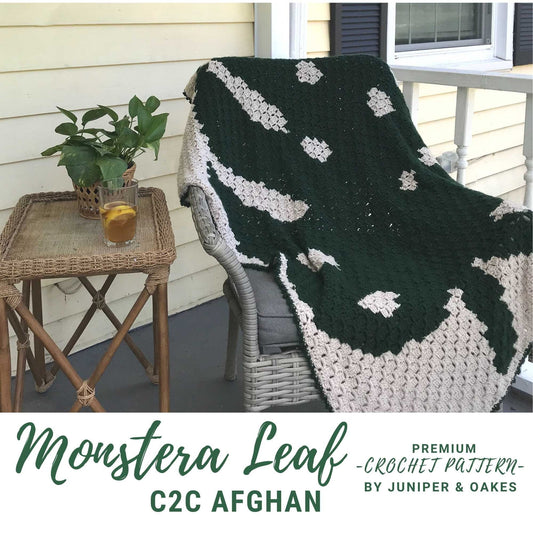 Crochet Pattern: Monstera Leaf C2C Afghan | Plant Corner to Corner Throw Blanket