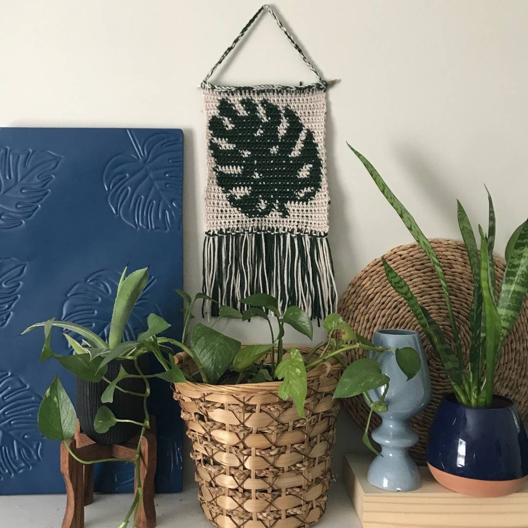 PDF Monstera Crochet Wall Hanging PATTERN: Monstera Leaf Wall Hanging Tapestry for Home Decor. Crochet Patten Download