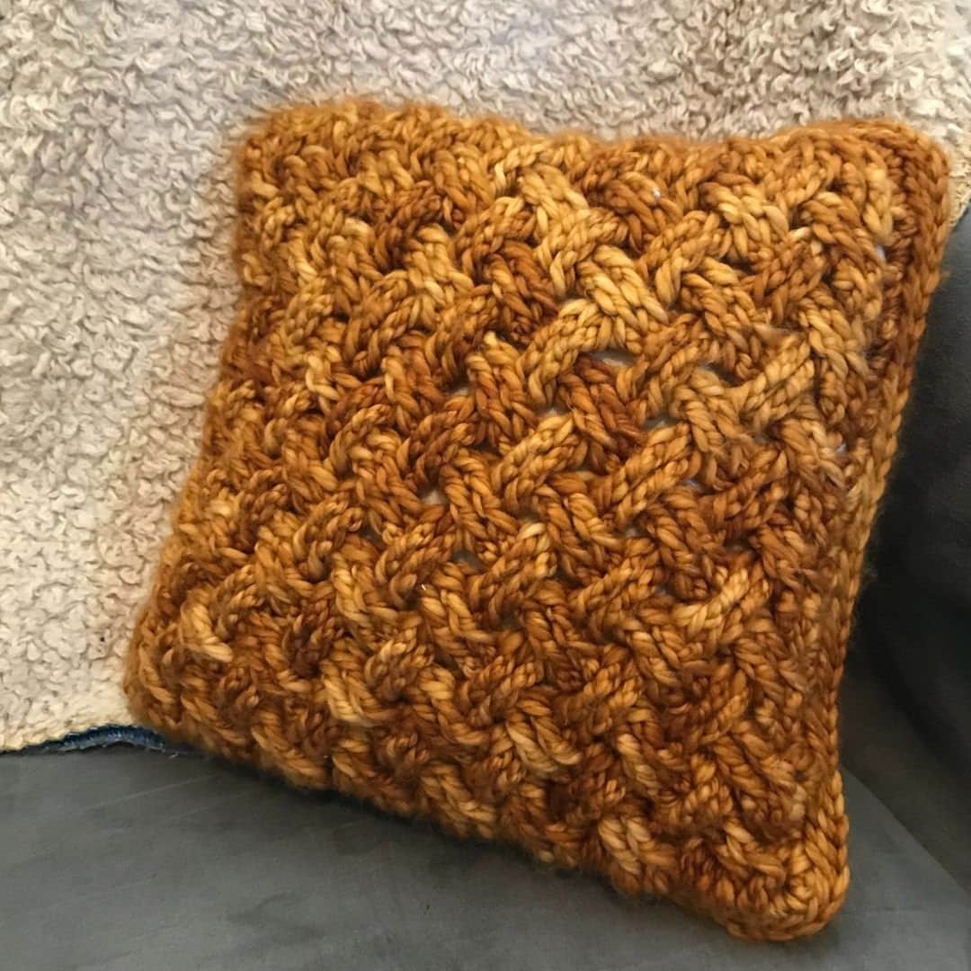 PDF Celtic Weave Pillow Crochet Pattern. Griffin pillow using Celtic weave crochet stitch and bulky yarn. Cushion cover crochet pattern