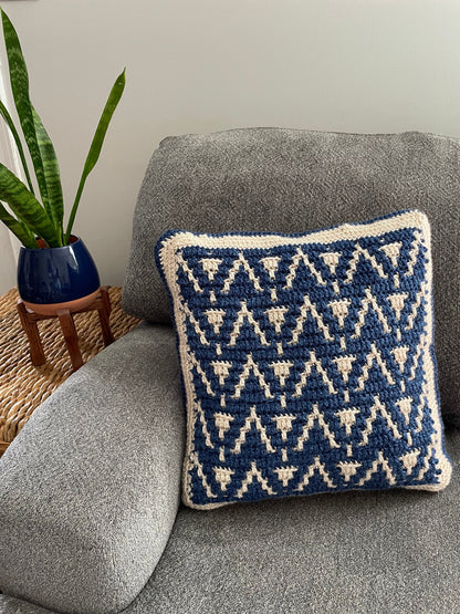 Peaks & Pillars Pillow | Overlay Mosaic Crochet Pillow Pattern