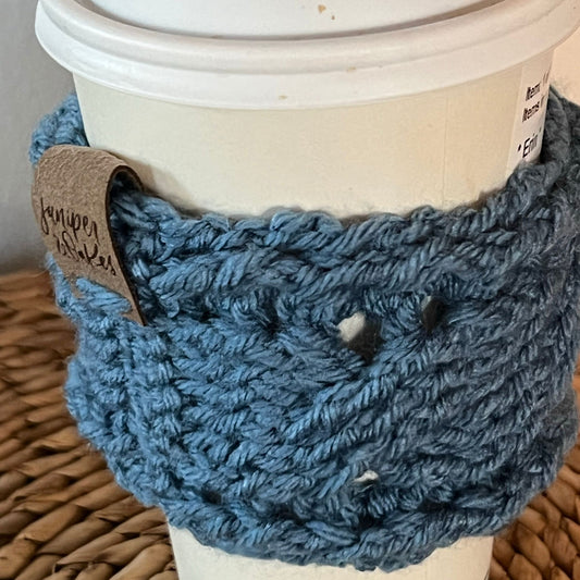 Crochet Cable Cup Cozy Pattern, Cup Cozy Crochet Pattern, Crochet Cables, Crochet Cable Pattern, Crochet Cup Sleeve