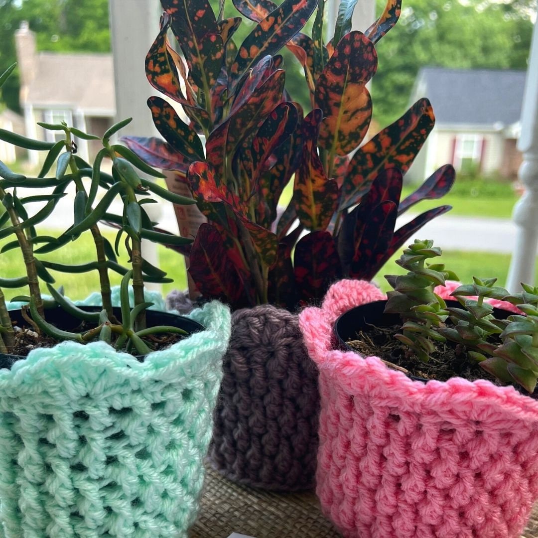 Plant Pot Cover Cozy Alpine Crochet Pattern