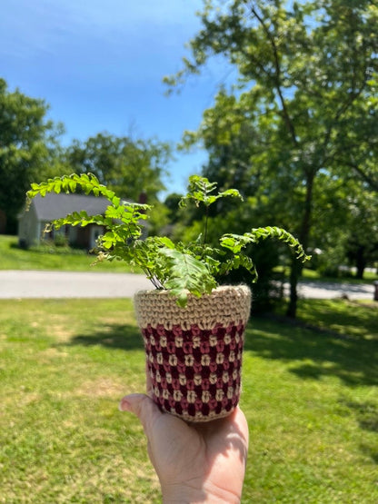 Striped Moss Plant Pot Cover | Stashbusting Crochet Pattern