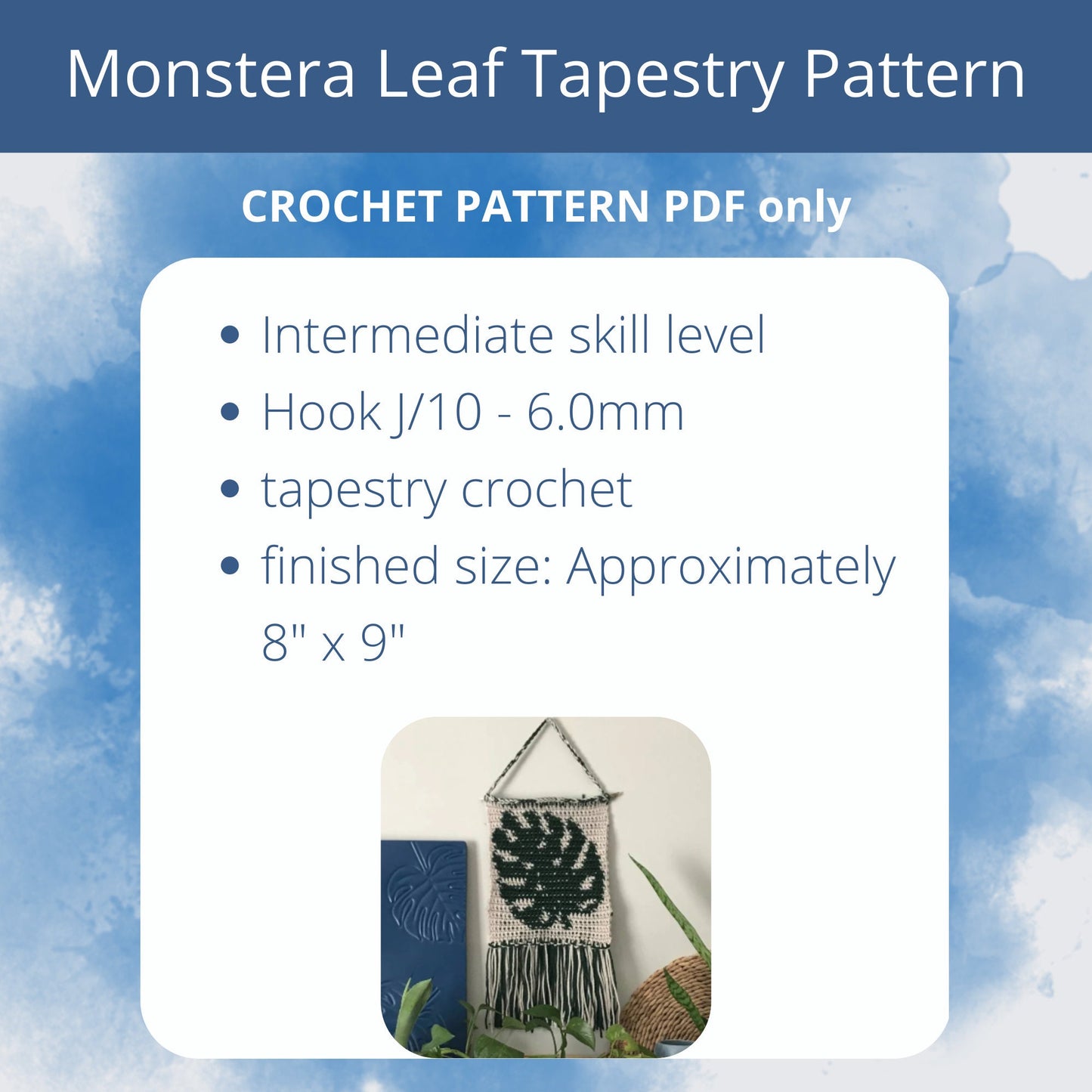 Monstera Leaf Crochet BUNDLE. Tapestry and Blanket Patterns: Monstera Leaf C2C Afghan. Plant Leaf Corner to Corner c2c Wall hanging