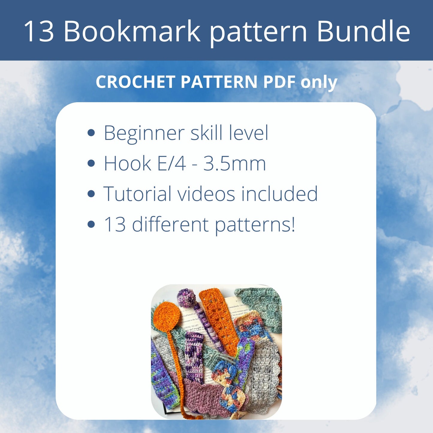 PDF 13 BUNDLE Bookmark Crochet PATTERNS - Easy Projects for Book Lovers and Crocheters. Beginner friendly crochet pattern bundle