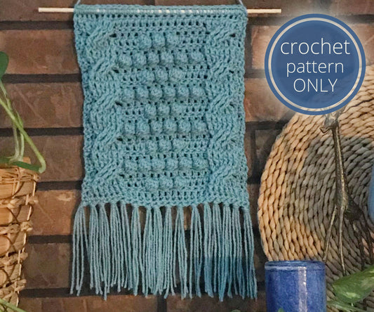 PDF Crochet Wall Hanging Pattern. Crochet Pattern: Georgia Tapestry Wall Hanging is textured with bobbles and cables