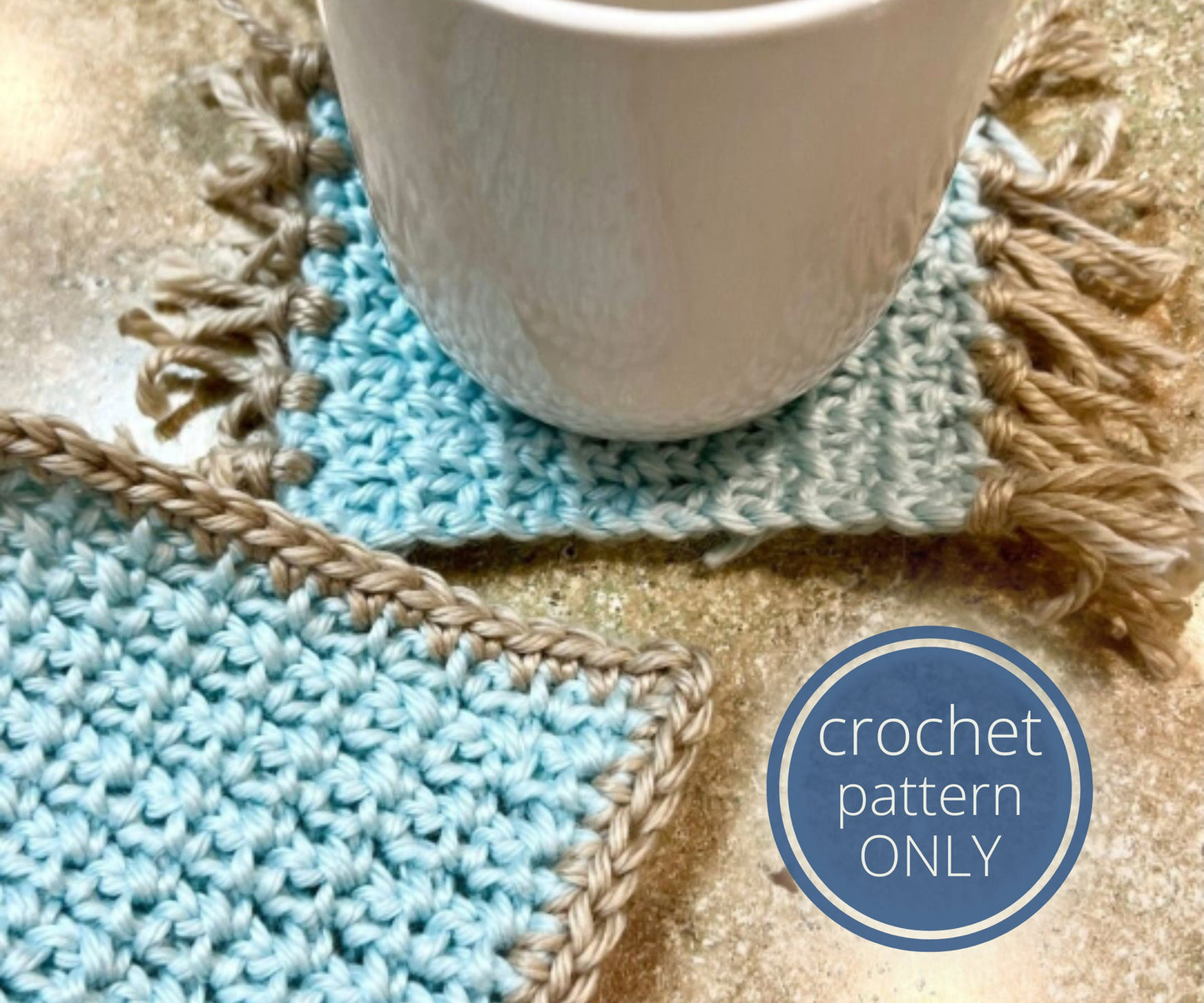 PDF Mesh Crochet Coaster PATTERN and Crochet Mug Rug or Plant Rug Pattern. Quick n Easy Crochet Home Decor pattern: Scrap Yarn Stash Buster
