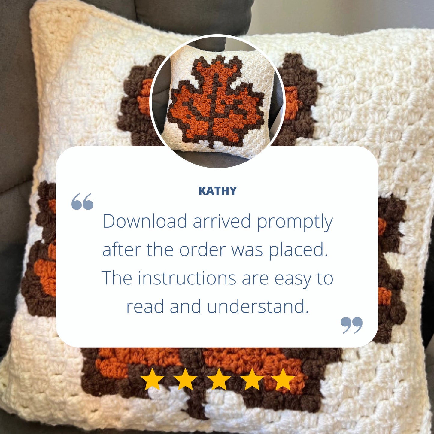 PDF Autumn Leaf Pillow C2C Crochet PATTERN. Corner to Corner Fall Maple Leaf Crochet Pattern.