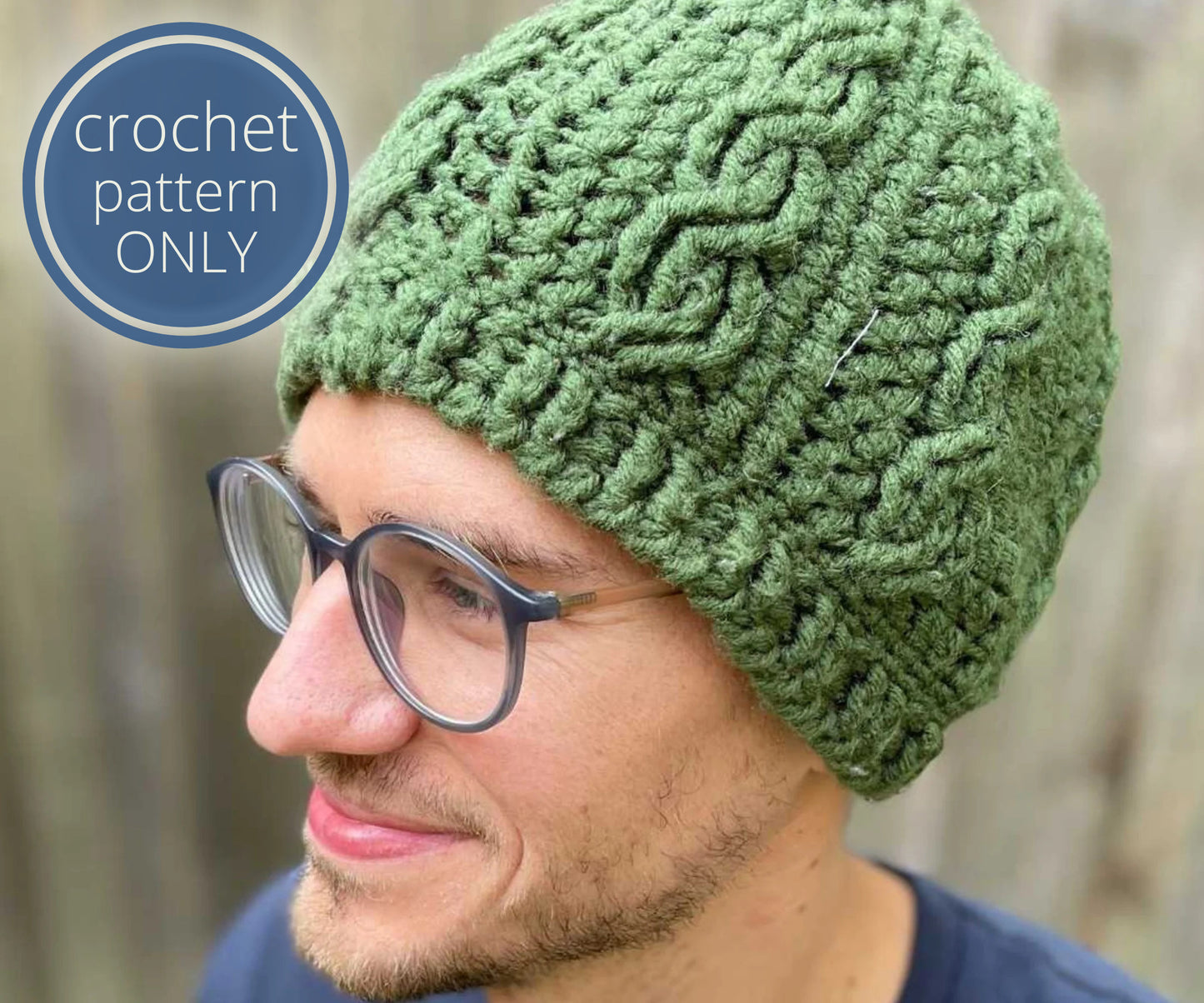PDF Cabled Beanie Crochet Pattern. Crochet this Hat Using Worsted Yarn for your Man! Mens crochet pattern for boyfriend, son, husband gift