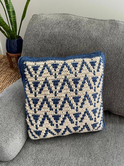 Peaks & Pillars Pillow | Overlay Mosaic Crochet Pillow Pattern