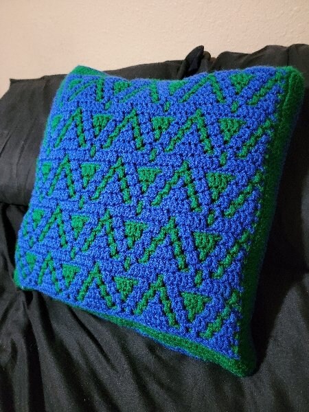 Peaks & Pillars Pillow | Overlay Mosaic Crochet Pillow Pattern