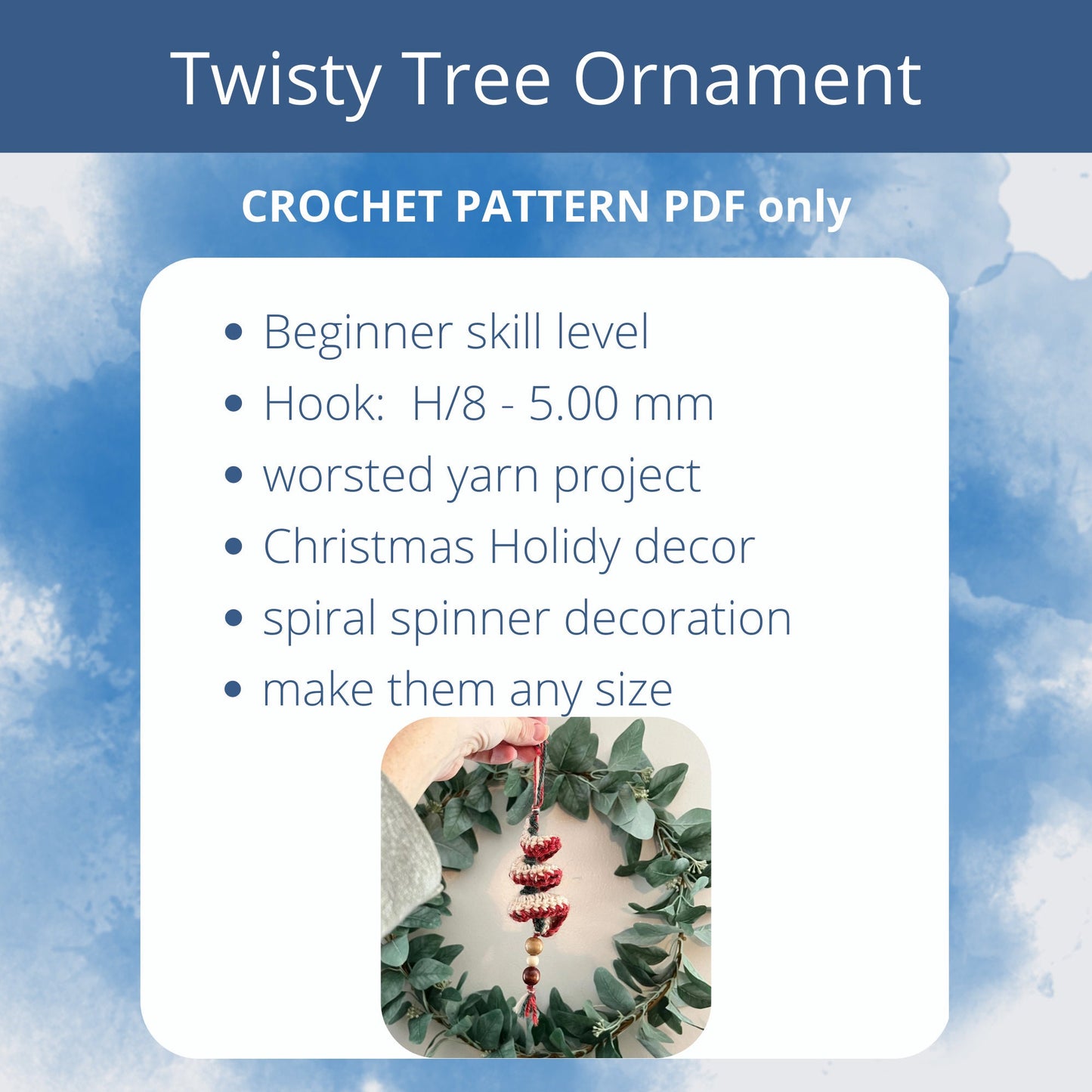 PDF Spiral Ornament crochet PATTERN. Christmas Tree Decoration Crochet Pattern: Twisty Tree ornament
