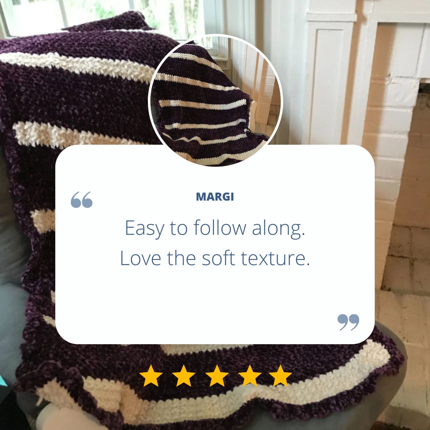 PDF Velvet Baby Blanket Crochet Pattern. Piper's Blankie: Velour Textured Blanket Pattern uses Moss and Shell Stitches