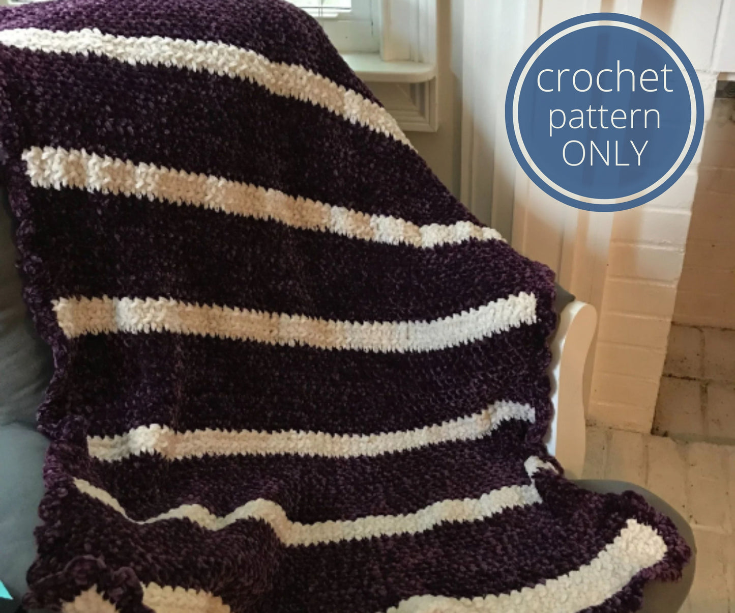 PDF Velvet Baby Blanket Crochet Pattern. Piper's Blankie: Velour Textured Blanket Pattern uses Moss and Shell Stitches