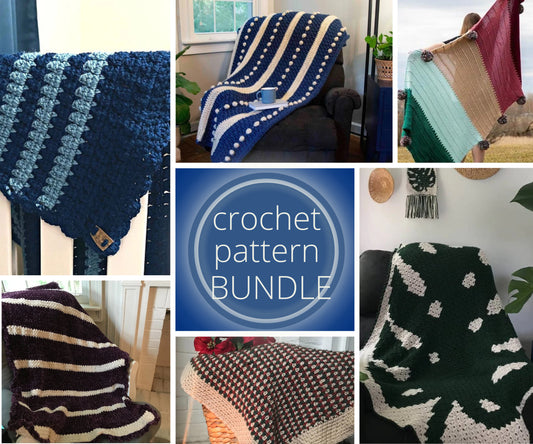 PDF 6 Blanket BUNDLE Crochet Patterns. Full set of Afghan crochet pattern for beginner to intermediate crocheters. Baby blankets and Throws.